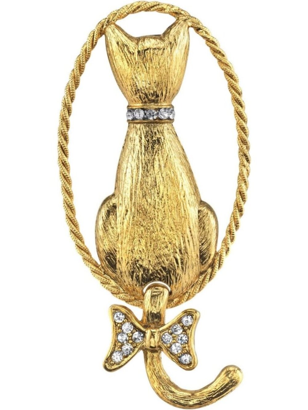 Chic Crystal Cat Pin in Gold - Perfect for Dresses, Scarves, Hats & Coats